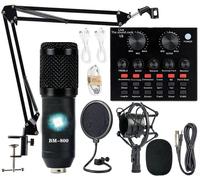 Paquete de equipos de podcast, condensador BM-800 con cambiador de voz, paquete de estudio de grabación, paquete de micrófono de podcast para portátil, transmisión/transmisión en vivo/grabación de