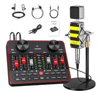 Paquete de equipos de podcast, interfaz de audio con micrófono cardioide BM800 para jugadores y mezclador de DJ todo en uno, perfecto para transmisión en vivo, canto, YouTube, juegos