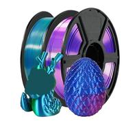 Paquete de filamento impresión 3D doble color seda, 250 g, azul, rojo + verde, 1,75 mm, PLA ±0,03, perfecto for impresoras FDM(250GX2IN1)