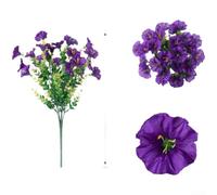 Paquete de flores falsas de seda Morning Glory con vegetación para ramos de novia, decoración de fiesta, realista, 19 cm (morado)