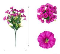 Paquete de flores falsas de seda Morning Glory con vegetación para ramos de novia, decoración de fiesta, realista, 19 cm (loto rojo)