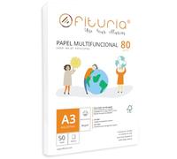 Paquete de folios A3 de 80gr con 50 Hojas Blancas, Papel Multifuncional para Uso Escolar y Entornos Laborales. Ideal con impresoras láser, de inyección o fotocopiadoras - Ofituria (A3, 50h)