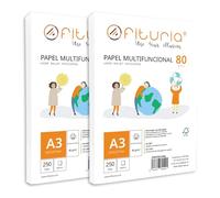 Paquete de folios A3 de 80gr con 500 Hojas Blancas, Papel Multifuncional para Uso Escolar y Entornos Laborales. Ideal con impresoras láser, de inyección o fotocopiadoras - Ofituria (A3, 500h)