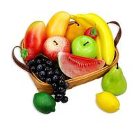 Paquete de frutas artificiales, frutas falsas para decoración del hogar, decoración de fiestas navideñas, modelo de frutas para sesión de fotos, fresa falsa, mango, plátanos. Total 14 piezas / juego