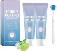Paquete de gel de limpieza de lengua con cepillo, juego de gel de limpieza de lengua 2025, fórmulas frescas de menta suave para un aliento fresco (2 unidades)