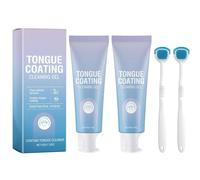 Paquete de gel de limpieza de lenguas con pincel, Juego de gel de limpieza de lengua peluda blanca, fórmula fresca de menta suave para aliento fresco, Conjunto de geles de raspador (2set)
