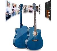 Paquete de guitarra acústica para principiantes de 41 pulgadas, tamaño completo con bolsa, correa, afinador, cuerdas, púas, cejilla, soporte, kit de inicio para adultos y estudiantes