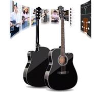 Paquete de guitarra acústica para principiantes de 41 pulgadas, tamaño completo con bolsa, correa, afinador, cuerdas, púas, cejilla, soporte, kit de inicio para adultos y estudiantes