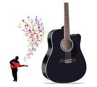 Paquete De Guitarra Acústica Recortada For Principiantes De 41 Pulgadas, Kit Básico De Inicio De Tamaño Completo Con Bolsa, Cuerdas, Correa(Black)