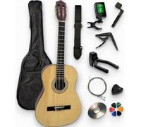 Paquete de Guitarra Clásica 4/4 (Adulto) + 6 Accesorios + Clase de Vídeo y DVD (natural, idioma español no garantizado)