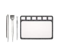 Paquete de herramientas de 3/4 para hacer joyas con bandeja de fieltro para cuentas, cucharas de metal y rejillas de 6 secciones, organizadores de cuentas, alfombrilla de manualidades, cuchara de