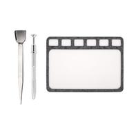 Paquete de herramientas de 3/4 para hacer joyas con bandeja de fieltro para cuentas, cucharas de metal y rejillas de 6 secciones, organizadores de cuentas, alfombrilla de manualidades, cuchara de