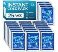 Paquete de hielo instantáneo (15 x 11,5 cm), paquete de 25 paquetes de hielo instantáneos desechables para lesiones, compresa fría para aliviar el dolor, hinchazón, primeros auxilios, dolor de muelas