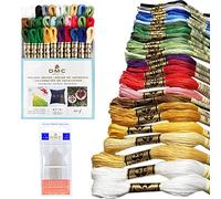 Paquete de hilo de bordado DMC, colección colorida para vacaciones, hilo de bordado DMC, el kit incluye 30 unidades de algodón de colores surtidos con agujas de mano de punto de cruz DMC, tamaño 1-5.