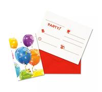 Paquete de invitaciones para fiesta con diseño de globos brillantes - 6 piezas - en húngaro