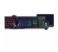 Paquete de juegos 4 en 1 | Gamer Q-Keyboard, 4 botones Óptico Gamer, auriculares para juegos, alfombrilla de ratón antideslizante | PC PS4 Xbox Gamer Pack