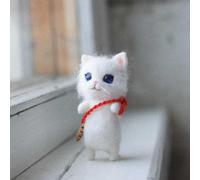 Paquete de material de fieltro de lana de gato sin terminar para fieltro de aguja con tela y piezas de PVC para crear kit de manualidades de muñeca de fieltro hecho a mano (mariscos blancos)