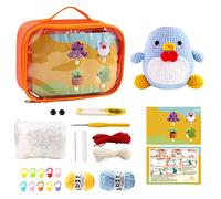 Paquete de materiales hechos a mano, kit de ganchillo de lana para principiantes, lindas muñecas, llavero, colgante, producto no terminado, kit de fabricación de juguetes suaves, iniciador de