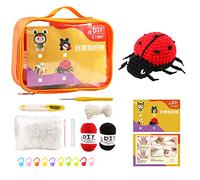Paquete de materiales hechos a mano, kit de ganchillo de lana para principiantes, lindas muñecas, llavero, colgante, producto no terminado, kit de fabricación de juguetes suaves, iniciador de
