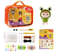 Paquete de materiales hechos a mano, kit de ganchillo de lana para principiantes, lindas muñecas, llavero, colgante, producto no terminado, kit de fabricación de juguetes suaves, iniciador de