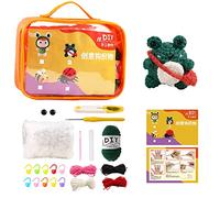 Paquete de materiales hechos a mano, kit de ganchillo de lana para principiantes, lindas muñecas, llavero, colgante, producto no terminado, kit de fabricación de juguetes suaves, iniciador de