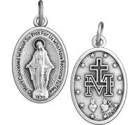 Paquete de medallas milagrosas - 100 medallas (regulares - 1 pulgada) - Medallas italianas chapadas en plata - Regalos católicos para evangelización, Zinc, No es una piedra preciosa