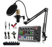 Paquete de micrófono pot, micrófono condensador BM-800 con kit de tarjeta de sonido F998 L, paquete de equipo de olla con cambiador de voz y mezclador para grabación y transmisión de estudio de