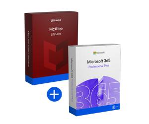 Paquete de Office 365 y McAfee LiveSafe - Cuenta/Licencia de 1 año