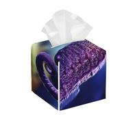 Paquete de pañuelos de Papel en Forma de Cubo de PVC con un Adorable Caballito de mar bebé de Color púrpura Iridiscente sobre un Fondo Marino Profundo, Ideal para el hogar, la Oficina y el baño.