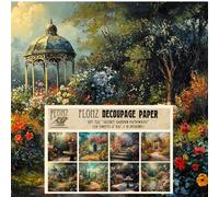 Paquete de papel de decoupage (24 hojas de 15,24 x 15,24 cm), caminos secretos de jardín, exuberantes paisajes florales en estilo Art Nouveau con luz solar pintoresca y sombras románticas