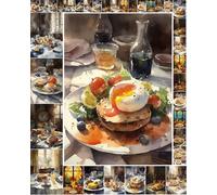 Paquete de papel para decoupage (35 hojas de 15 x 20 cm), increíbles hojas de desayuno con jugo y café caliente FLONZ tarjetas de ilustraciones vintage para decoupage, manualidades y álbumes de