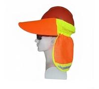 Paquete de parasol para casco duro con visera de ala completa, capa de malla desmontable y polaina de cuello de seda de hielo para reducción del estrés por calor para exteriores (naranja)