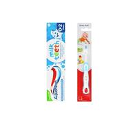 Paquete de pasta dental Aquafresh Milk Teeth de 0 a 2 años con cepillo de dientes extra suave de 0 a 3 años