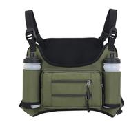Paquete de pecho, bolsa de chaleco con múltiples bolsillos para correr, bolsa de almacenamiento, bolsa de pecho ajustable de viaje para escalada en roca, senderismo, Verde militar, Refer to