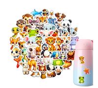 Paquete de pegatinas de animales de dibujos animados - 50 calcomanías impermeables de animales de ojos grandes | Pegatinas adhesivas decorativas para álbumes de recortes, fundas de teléfonos, portátil