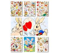 Paquete de pegatinas grandes # conejo de Pascua divertido dibujos animados HANATABA Vintage Art Deco estilo pared portátil pegatinas de vinilo Pascua