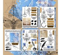 Paquete de pegatinas grandes # grabados antiguos y piezas HANATABA Vintage Art Deco estilo pared portátil pegatinas de vinilo