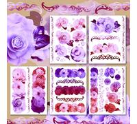 Paquete de pegatinas grandes # Night Look of Camelia HANATABA Vintage Art Deco estilo pared portátil pegatinas de vinilo tamaño real flores fotorrealistas