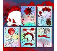 Paquete de pegatinas holográficas # calavera y huesos sangre y amor HANATABA Vintage Art Deco estilo pared portátil grande vinilo holograma pegatinas