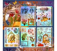 Paquete de pegatinas holográficas # Detalles y elementos antiguos y vintage HANATABA Vintage Art Deco estilo pared portátil grande vinilo holograma pegatinas