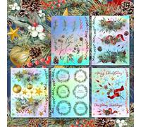 Paquete de pegatinas holográficas # ramas de árbol de Navidad, composición de corona HANATABA Vintage Art Deco estilo pared portátil grande vinilo holograma pegatinas foto real