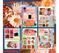 Paquete de pegatinas holográficas # ramos de flores secas antiguas HANATABA Vintage Art Deco estilo pared portátil grande vinilo holograma pegatinas