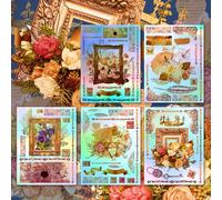 Paquete de pegatinas holográficas # ramos de flores y marcos antiguos HANATABA Vintage Art Deco estilo pared portátil grande vinilo holograma pegatinas