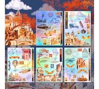 Paquete de pegatinas holográficas # Travel Memories Europe Antique HANATABA Vintage Art Deco estilo pared portátil grande vinilo holograma pegatinas