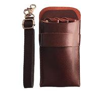 Paquete de peluquería， Bolsa de Cuero con Clips, Estuche for Peine, peluquería, Peluquero, Funda Tijera, cartuchera, Herramienta, riñonera for salón(Brown)