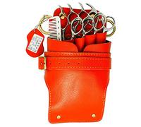 Paquete de peluquería， con cinturón Tijeras peluquería Funda de Cuero cartuchera Peluquero salón Belleza Bolsa Almacenamiento Herramientas(Orange)
