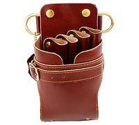 Paquete de peluquería， con cinturón Tijeras peluquería Funda de Cuero cartuchera Peluquero salón Belleza Bolsa Almacenamiento Herramientas(Brown)