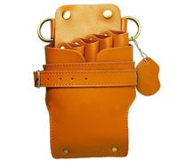 Paquete de peluquería， con cinturón Tijeras peluquería Funda de Cuero cartuchera Peluquero salón Belleza Bolsa Almacenamiento Herramientas(Yellow)