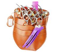 Paquete de peluquería， Funda de Cuero for Tijeras Estilista con cinturón, Bolsa Herramientas peluquería for Peluquero y(Coffee)