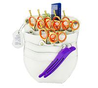 Paquete de peluquería， Funda de Cuero for Tijeras Estilista con cinturón, Bolsa Herramientas peluquería for Peluquero y(White)